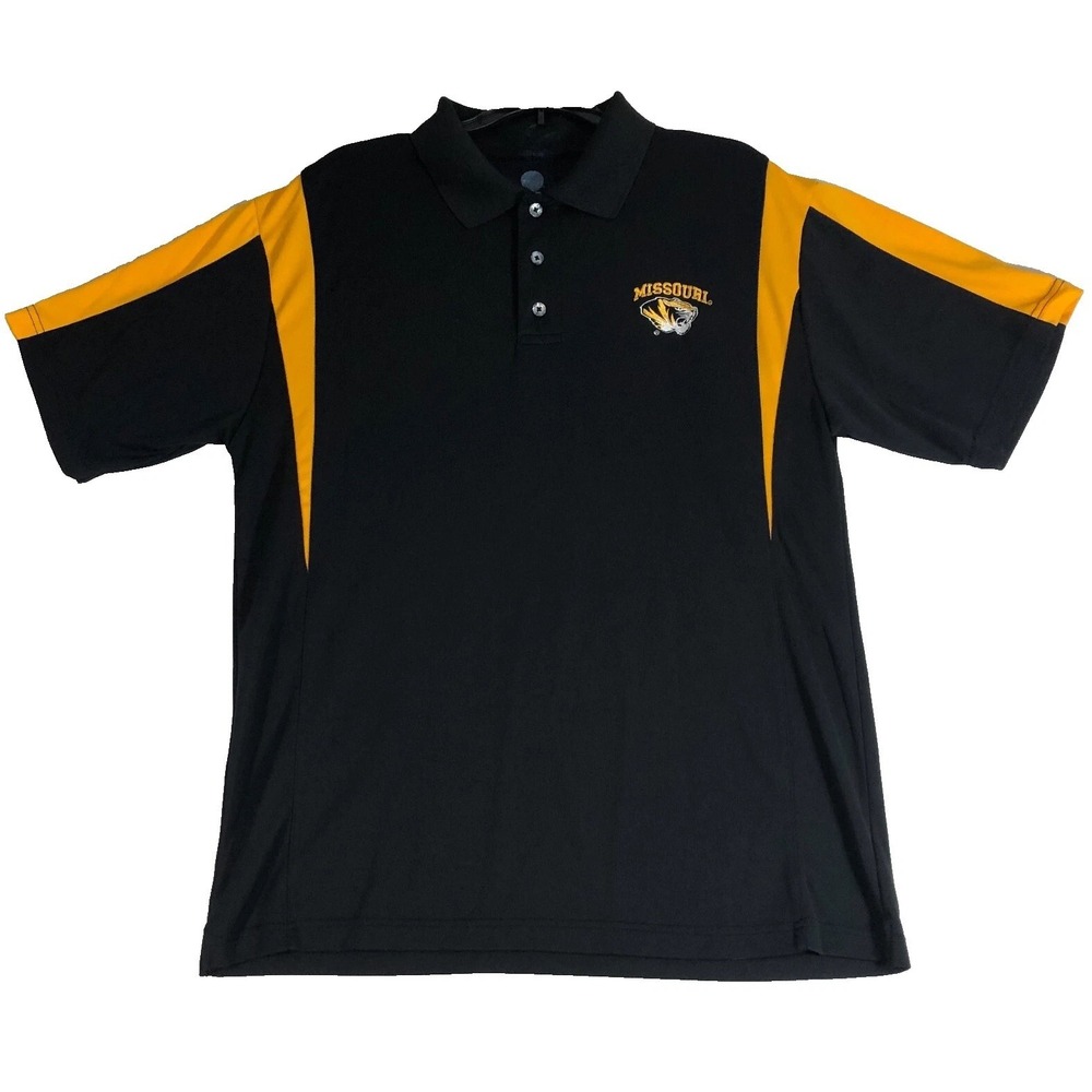 Missouri Tigers Shirt Men's Medium Black Gold Polo Logo NCAA KA Inc‎